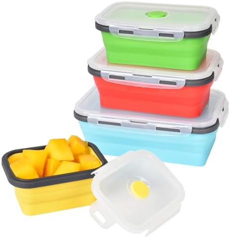Collapsible Silicone Food Storage Containers, Set of 4 Foldable