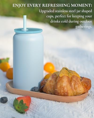 16 oz Tumbler, Insulated Tumbler with Straw, Iced Coffee Tumbler