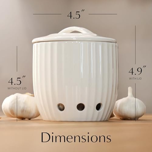 Ceramic Garlic Keeper - Upgraded Packaging! Dishwasher Safe Garlic