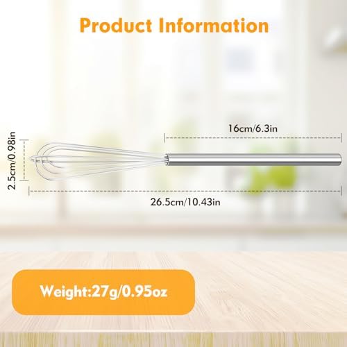 2 PCS Mini Whisk, Small Whisks for Cooking, Stainless Steel Mini Whisk