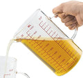 Glass Measuring Cup with Handle, Three Scales (OZ, Cup, ML), V-Shaped
