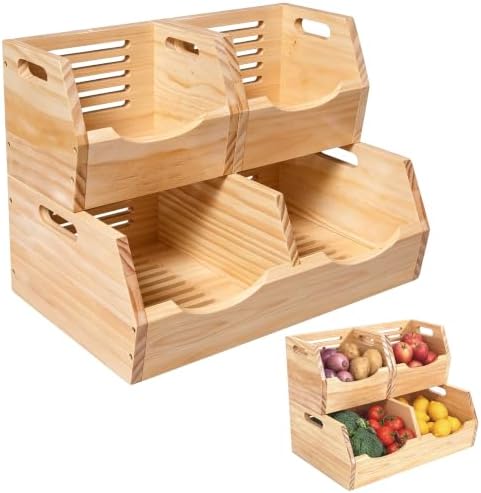 Potato and Onion Storage Bin, 2 Tier Stackable,Large Vegetable Keeper