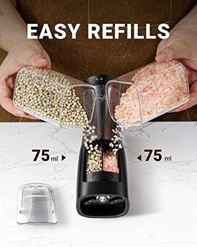 Sangcon 2-in-1 Electric Salt and Pepper Grinder with LED Light