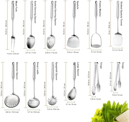 12-Piece 304 Stainless Steel Cooking Utensil Set