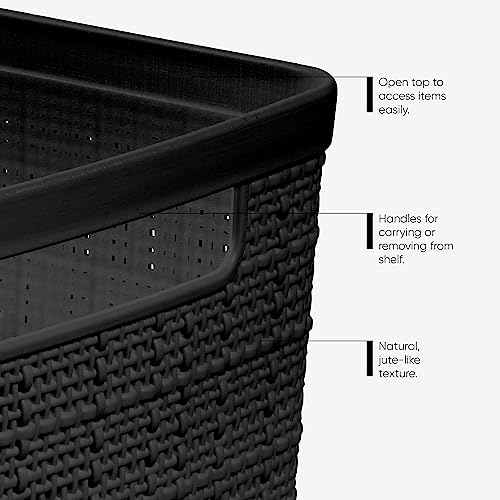 Curver 6-Pack 12L Plastic Storage Baskets, Black