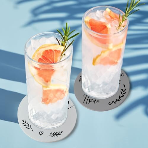 Queekay House Warming Gifts New Home Farmhouse Coasters Set of 6, Gray