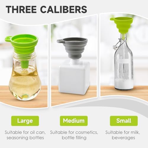 Kitchen Funnel Set, 2025 Upgrade Silicone Collapsible Funnel Silicone