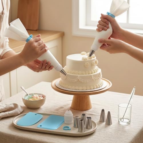 20PCS Reusable Piping Bags and Tips Set, 2 Pack 16 Inch Cotton Pastry