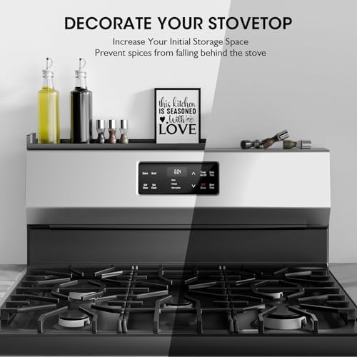 Bumusty 30" Adjustable Magnetic Stove Top Shelf, Matte Black