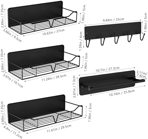 5 Pack Black Magnetic Shelves for Washing Machine and Fridge