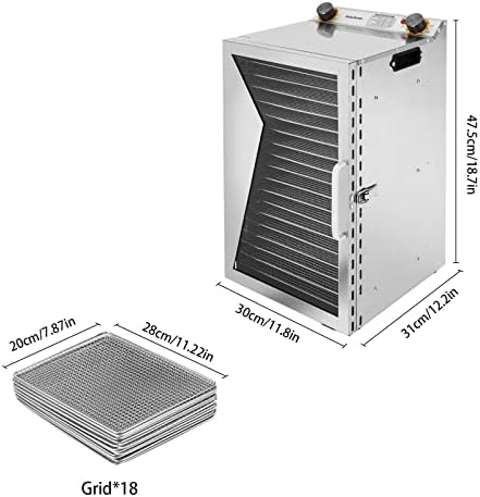 Food Dehydrator, 18 Stainless Steel Trays, 110V