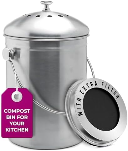 Epica Kitchen Compost Bin for Kitchen Countertops, 1.3 Galllon