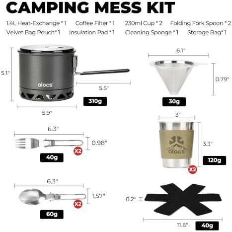 ALOCS 1.4L Camping Pot Set with Coffee Dripper