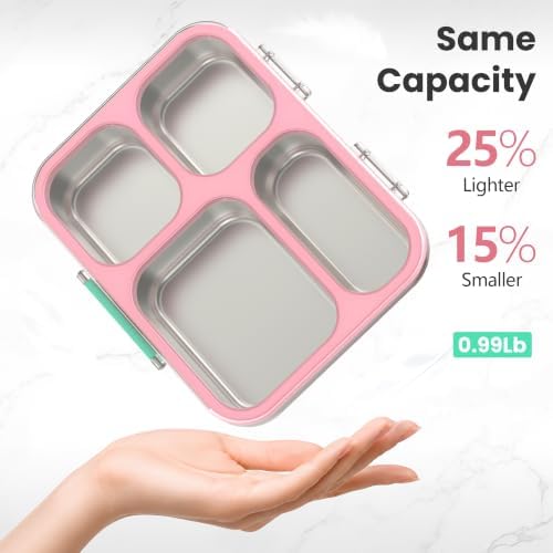 HOMEKOL Stainless Steel Lunch Box for Kids, 4-Compartment