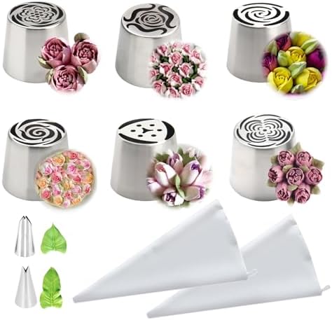 10PCS Extra Large Russian Piping Tips Stainless Steel 3D Flower