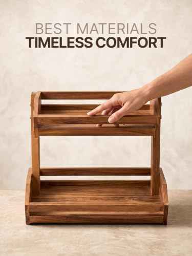 Tidita Acacia 2-Tier Fruit Basket for Kitchen Counter, Breathable Structure