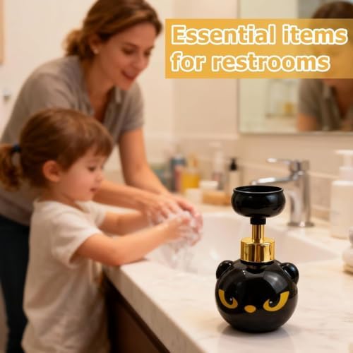Cute Cat Paw Foam Soap Dispenser, Black Kitty Hand Soap Pump with
