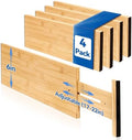 4 Pack 6" Deep Bamboo Drawer Dividers, 17-22" Expandable Kitchen