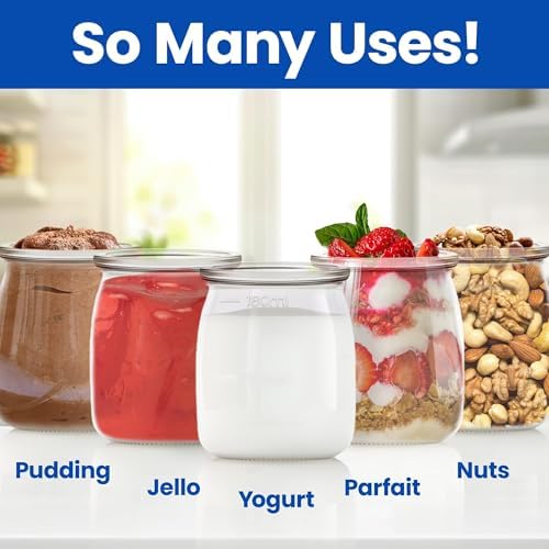 Ultimate Yogurt Jars, 8 Count Glass Cups with Lids