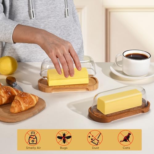 Butter Dish with Lid, Butter Container Holds for East/West Coast