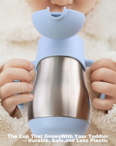 Bakpoco Stainless Steel Straw Sippy Cup for Toddlers 1-3 Years Old