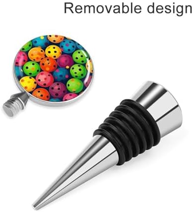 Pickleball Balls Colors Pattern Wine Stoppers for Wine Bottles Vacuum