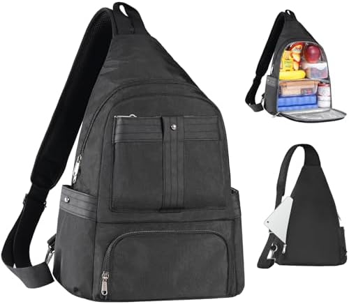 Crossbody Lunch Backpack, Double Deck Large Insulated leakproof