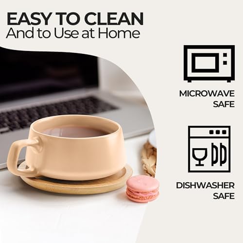 MIAMIO - Cappuccino Cup Set of 4, Ceramic (9.5oz) - Luxe