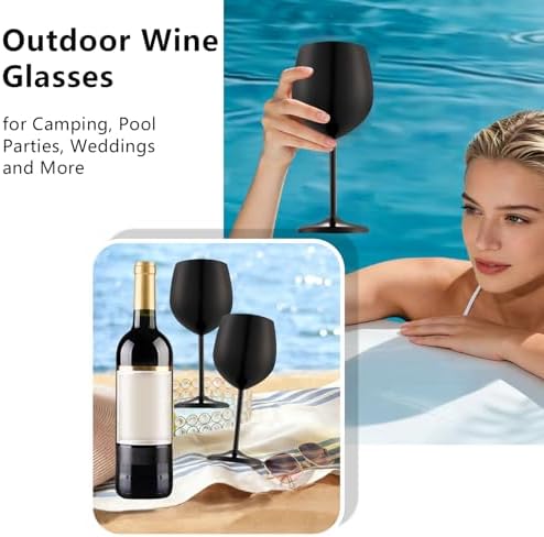 UNISWEET Stainless Steel Wine Glasses Set of 6 with 1 Corkscrew,Matte