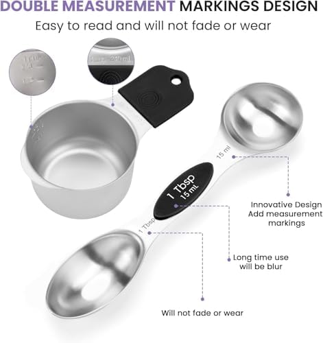 Magnetic Measuring Cups and Spoons Set, 304 Stainless Steel Fits
