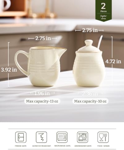 famiware 10oz Sugar Bowl & 13oz Creamer Set, Coffee Serving, Vanilla