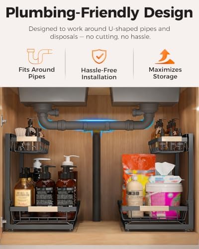 Sevenblue 2-Pack 2-Tier Under Sink Organizer