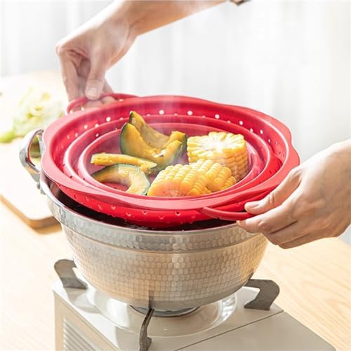 Drainage Basket Silicone Collapsible Colander Strainer Food Strainers