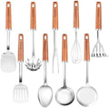 9-Piece Stainless Steel Kitchen Utensil Set with Wooden Handles