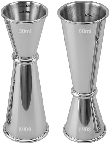2 Pack Double Jigger for Bartending, 304 Stainless Steel 1oz/2oz