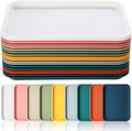Gerrii 18 Pcs Plastic Fast Food Tray Bulk, 9 Colors, 12 x 9 Inch