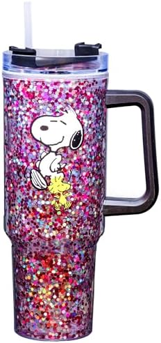 Spoontiques Peanuts 40oz Glitter Acrylic Travel Mug - Double Wall