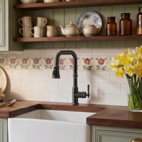 FORIOUS Vintage Kitchen Sink Faucet with Pull-Down Sprayer