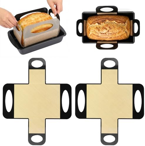 2Pcs Silicone Bread Loaf Pan Liners, Reusable Bread Sling with 4