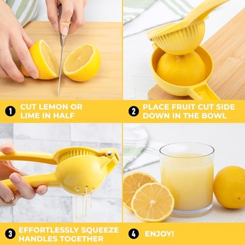 Zulay Kitchen Metal Lemon Squeezer, Manual Citrus Juicer