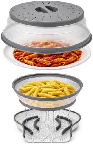 Gevoli Collapsible Microwave Splatter Cover with Strainer Draining