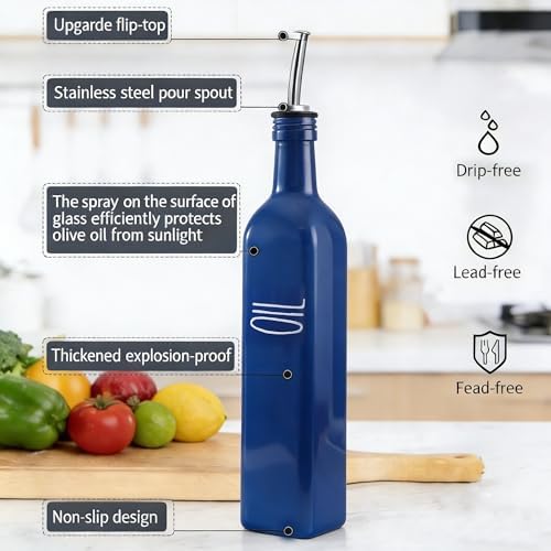 Blue Glass Oil and Vinegar Dispenser Set