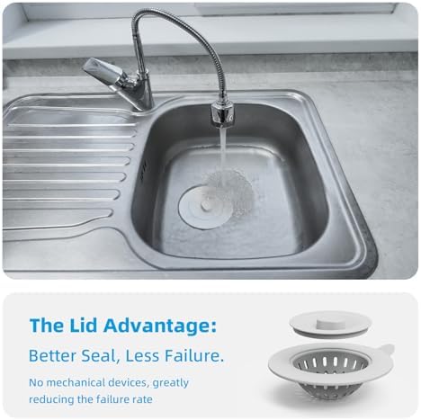 4 Pack Silicone Kitchen Sink Drain Catcher with Lid, 4.4" Top / 3"
