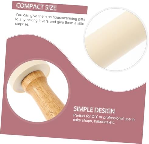 Silicone Rolling Pin with Wooden Handle, Nonstick Dough Roller for
