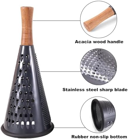 Cone Cheese Grater with Handle, Size XL, Black