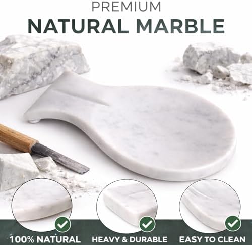 Handmade Marble Spoon Rest, Big White