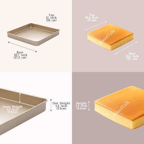 11-Inch Square Baking Pan Set, 1.4-Inch Deep Nonstick Carbon Steel