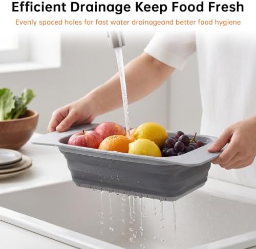 2Pack Collapsible Colander Strainer - Silicone Over the Sink Colander