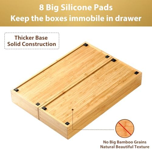 Umilife Bamboo Kitchen Utensils Organizer, Extra Long High Silverware