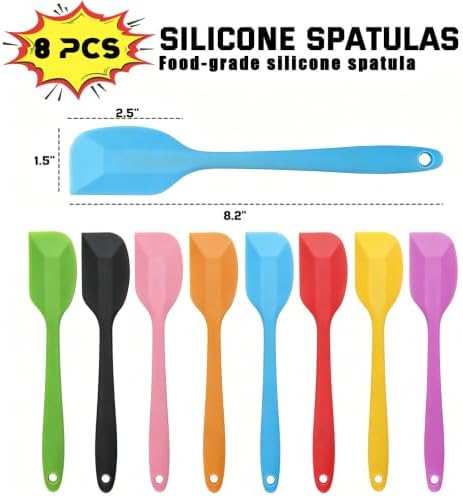 8 PCS Mini Silicone Spatulas 8.2 Inch Rubber Spatula,Nonstick Cookware